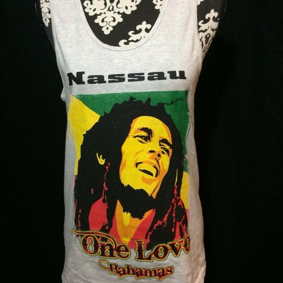 Nassau Bahamas Bob Marley One Love Grey Tank Small